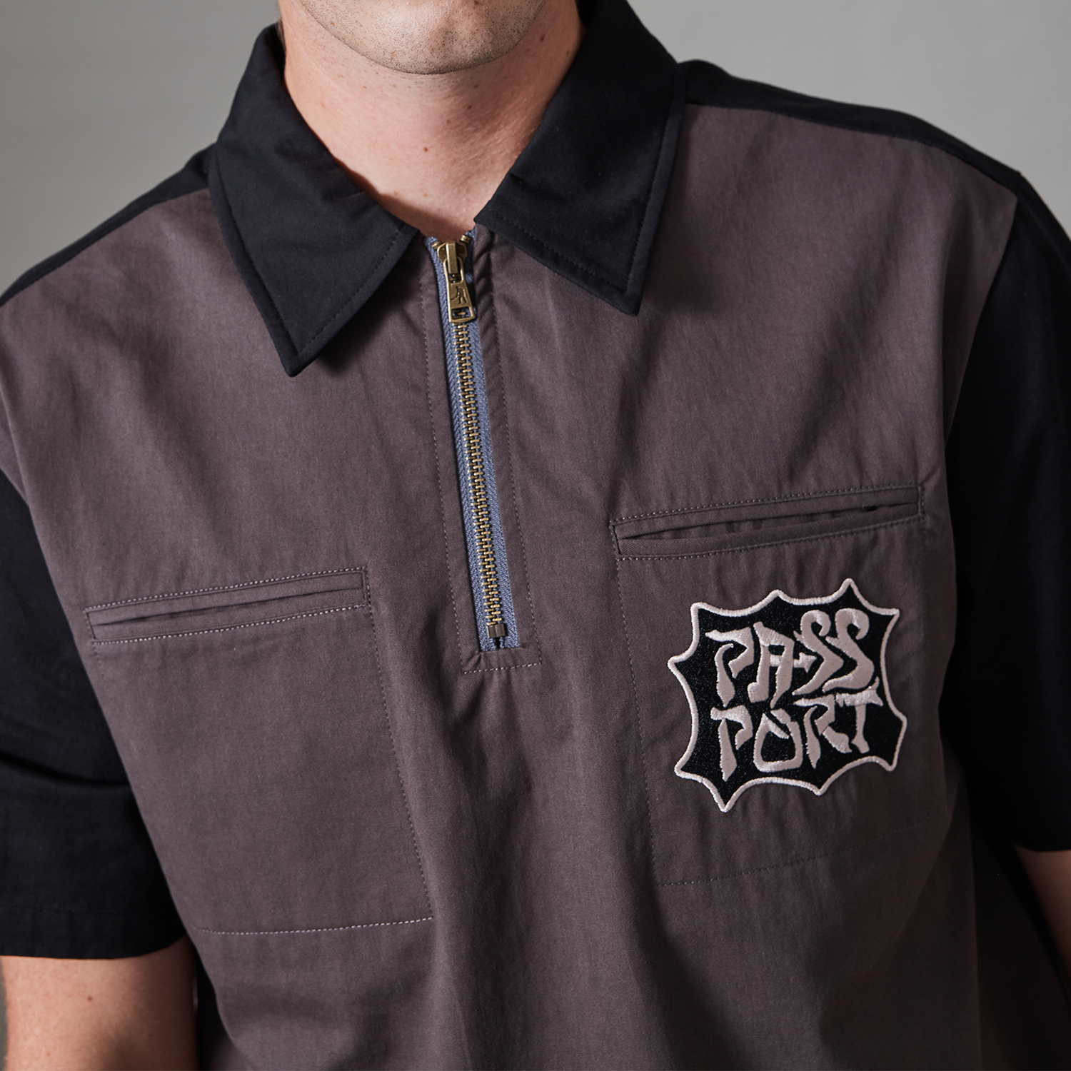Pass~Port Glyph Packers 1/4 Zip Shirt - Black