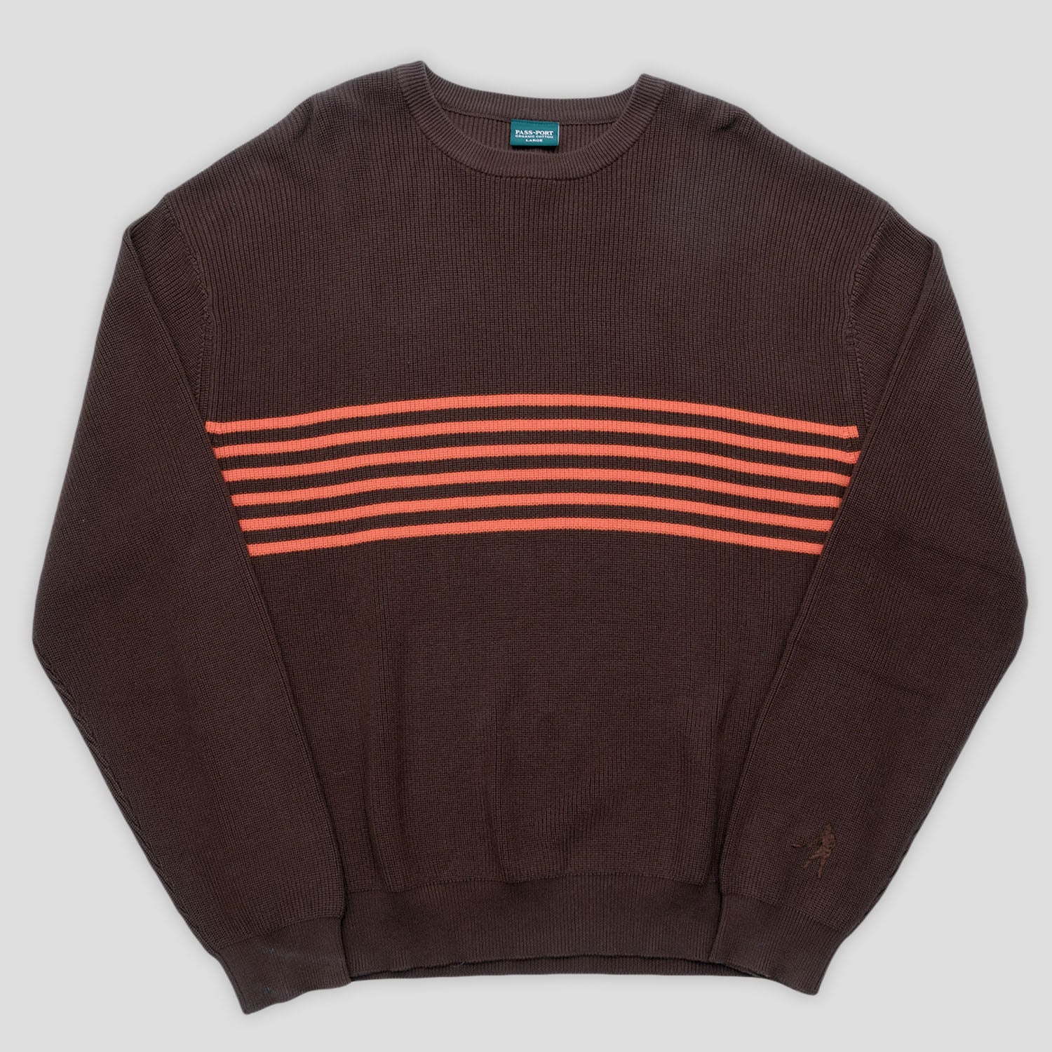 Pass~Port Organic Cotton Stripe Knit Sweater - Choc / Orange 