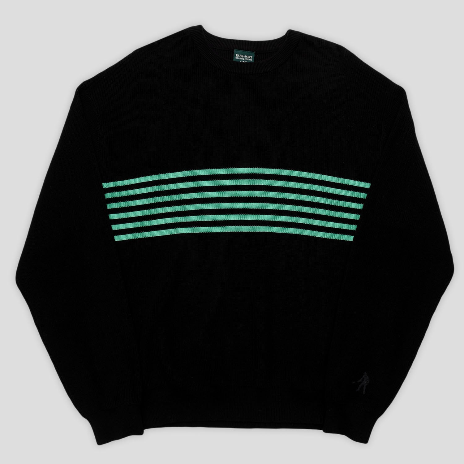 Pass~Port Organic Cotton Stripe Knit Sweater - Black / Green 