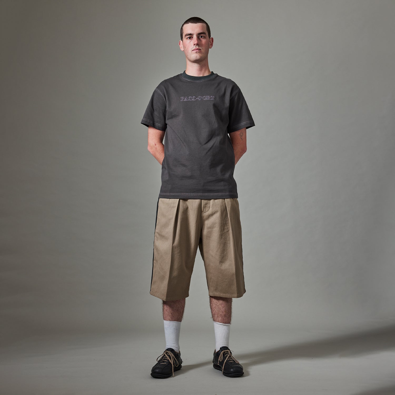 Pass~Port Herringbone Leagues Club Stripe Short - Stone / Black
