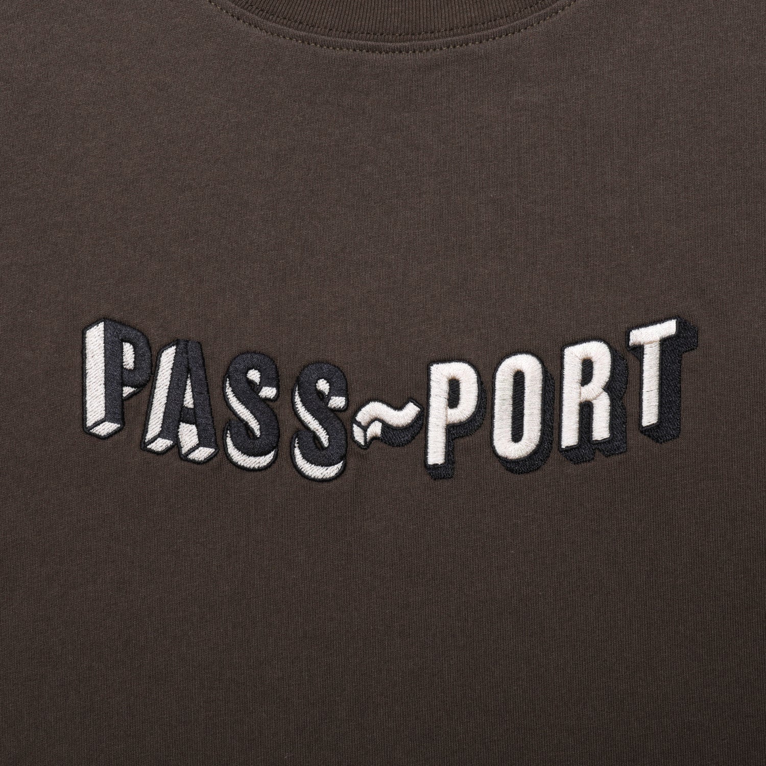 Pass~port Sunken Logo Embroidery Tee Bark Pass~port Usa