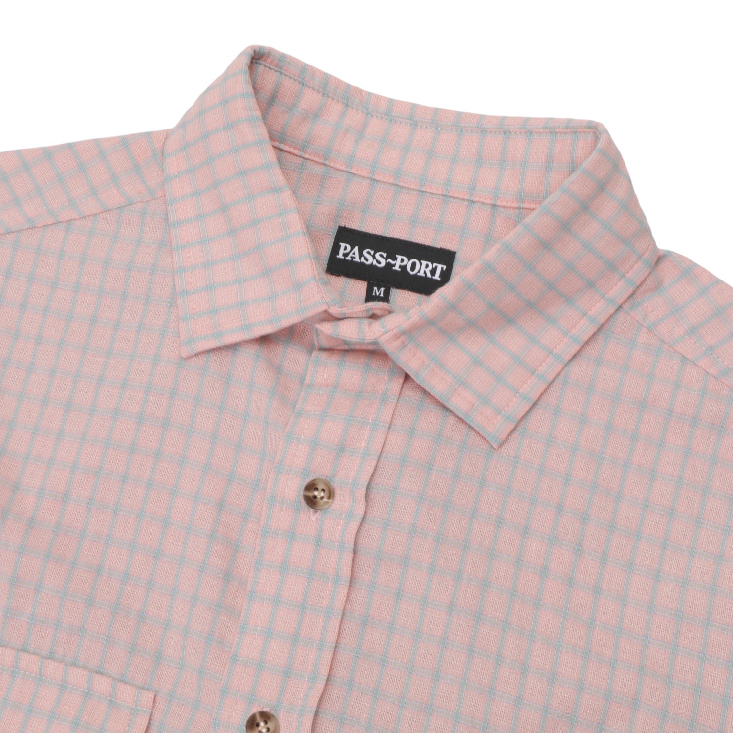 Pass~Port Workers Check Short Sleeve Shirt - Light Pink Large Pass~Port Workers Check Short Sleeve Shirt - Light Pink Large