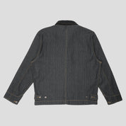 Pass~Port Long Con Striped Denim Packers Jacket - Black