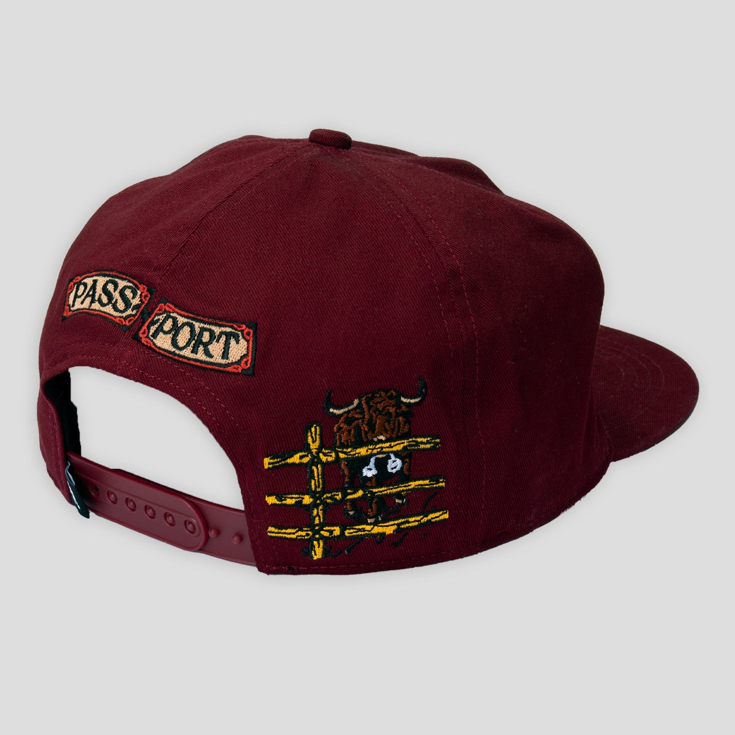 Pass~Port Red Flag Workers Cap - Maroon