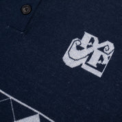 Pass~Port Tilde Stamp Knit Long-sleeve Polo - Navy