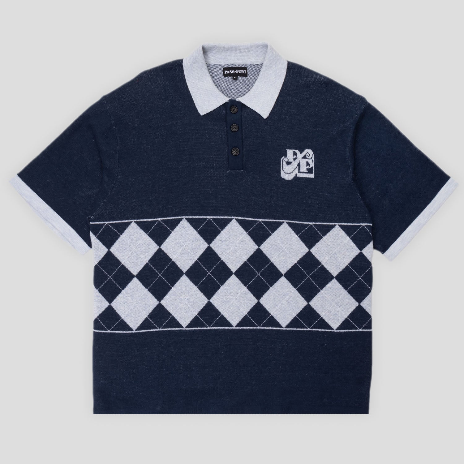 Pass~Port Tilde Stamp Knit Polo - Navy