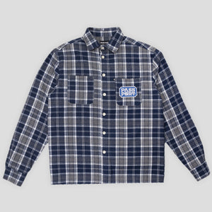 Pass~Port Yearbook Logo Workers Flannel - Navy