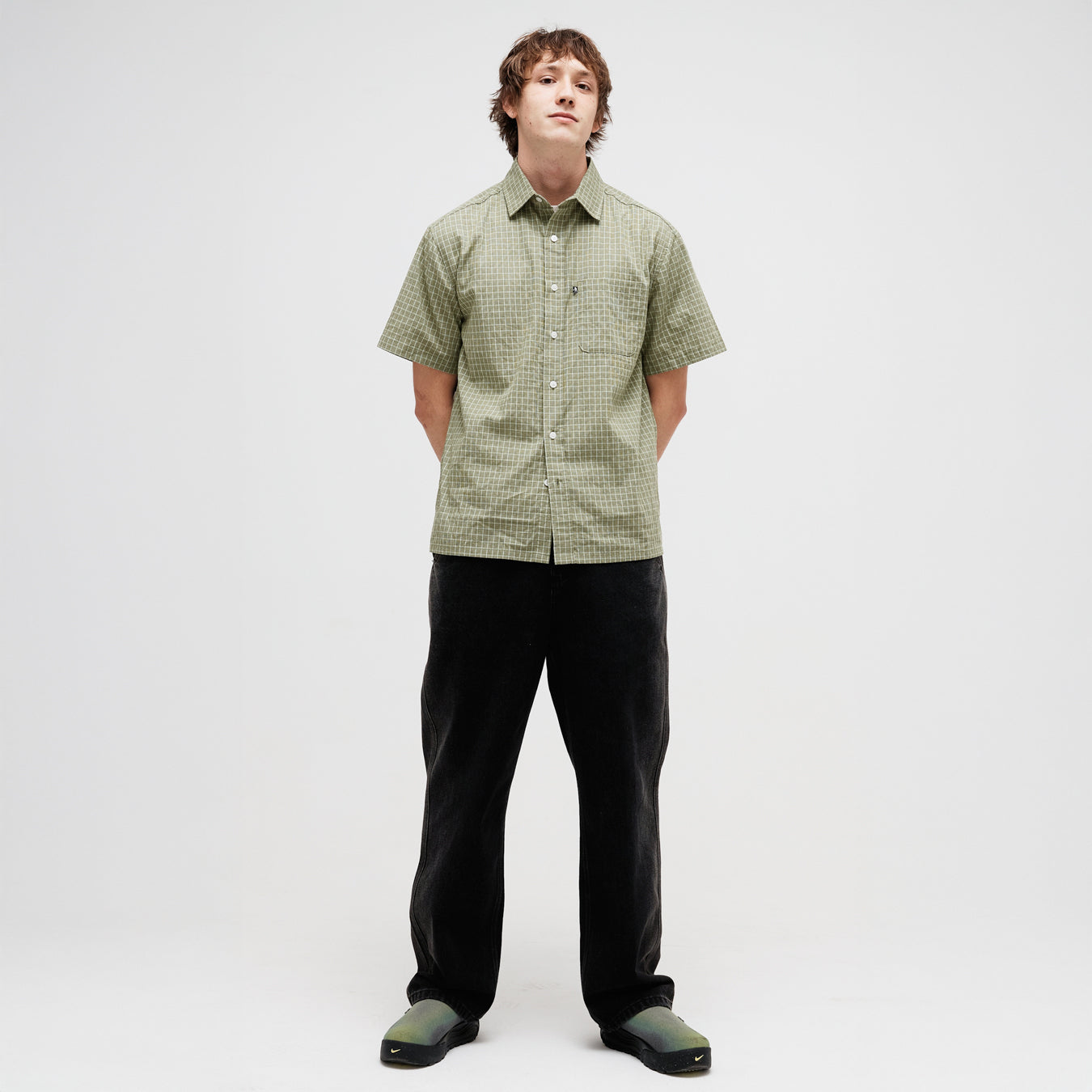 Pass~Port Workers Check Short Sleeve Shirt - Sage