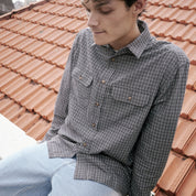 Pass~Port Workers Check Long Sleeve Shirt - Grey
