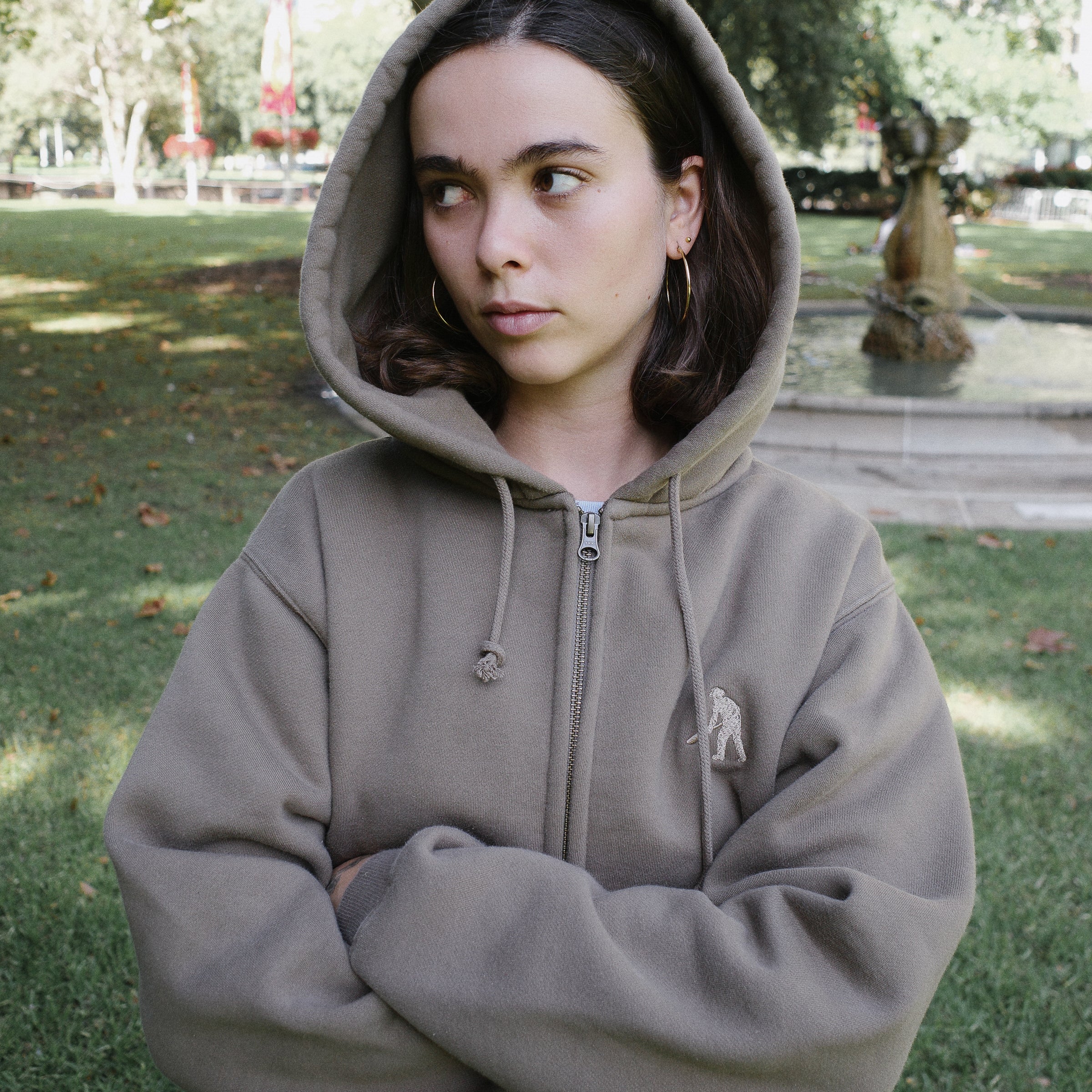 Pass~Port Solid Workers Zip Hood - Khaki