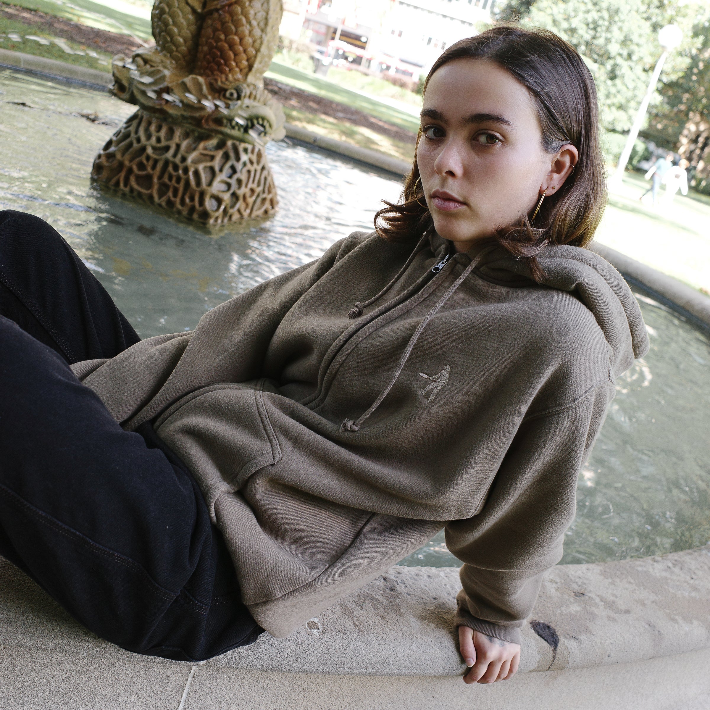 Pass~Port Solid Workers Zip Hood - Khaki