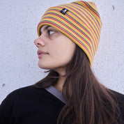 Pass~Port Organic Cotton Stripe Knit Beanie - Mustard Multi