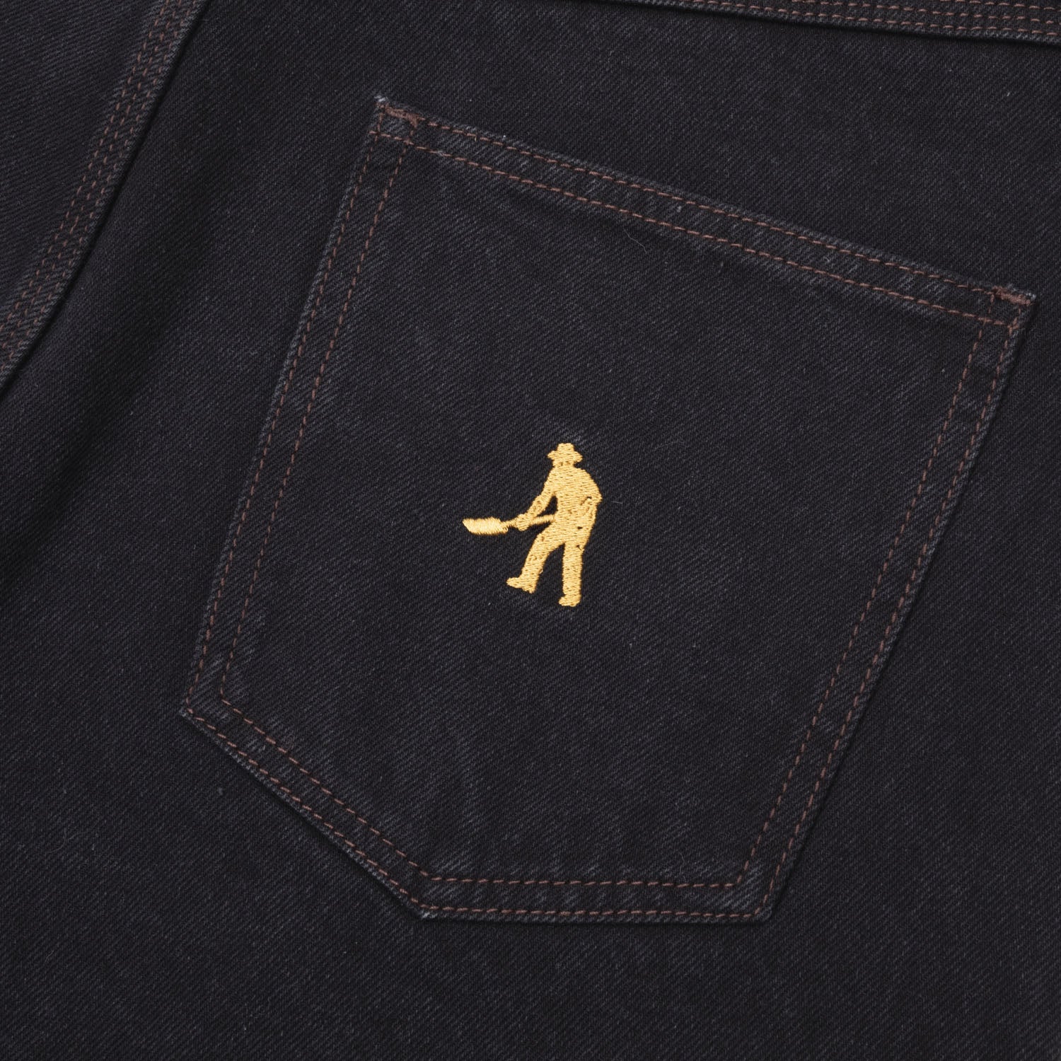 Pass~Port Workers Club Denim Jean - Washed Black / Brown Stitch R44