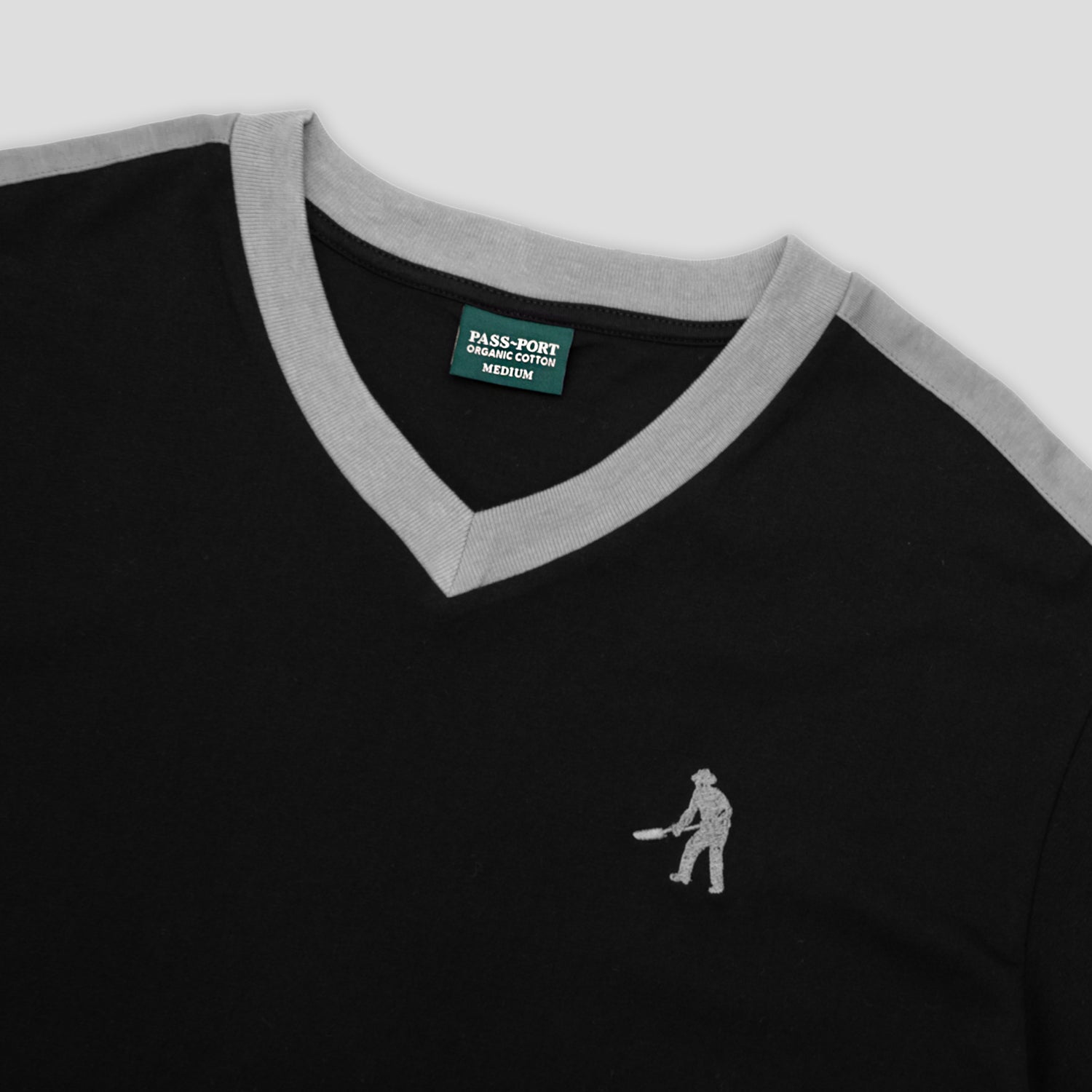 Pass~Port Workers Stripe Organic Cotton Jersey - Black / Grey