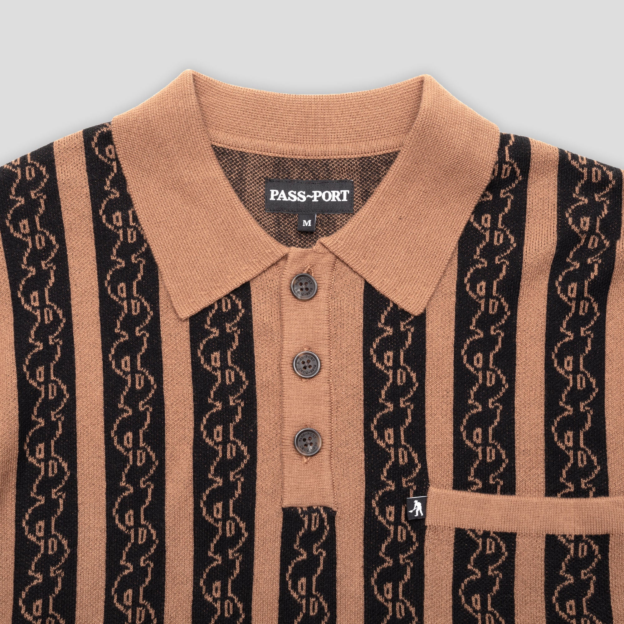 Pass~Port Pattoned Knit Polo - Caramel