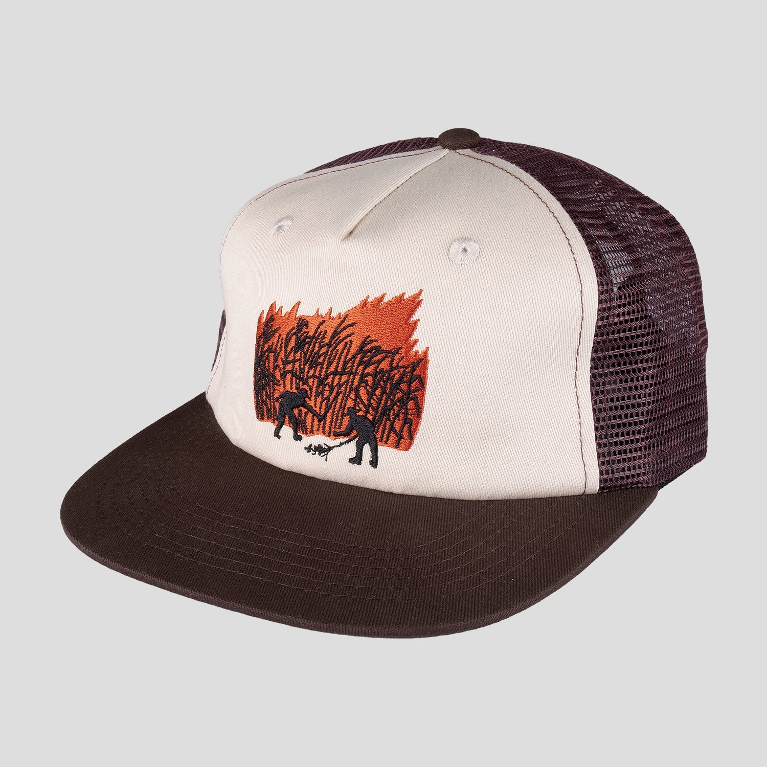 Pass~Port Brush Fire Workers Trucker Cap - Chocolate / Off White