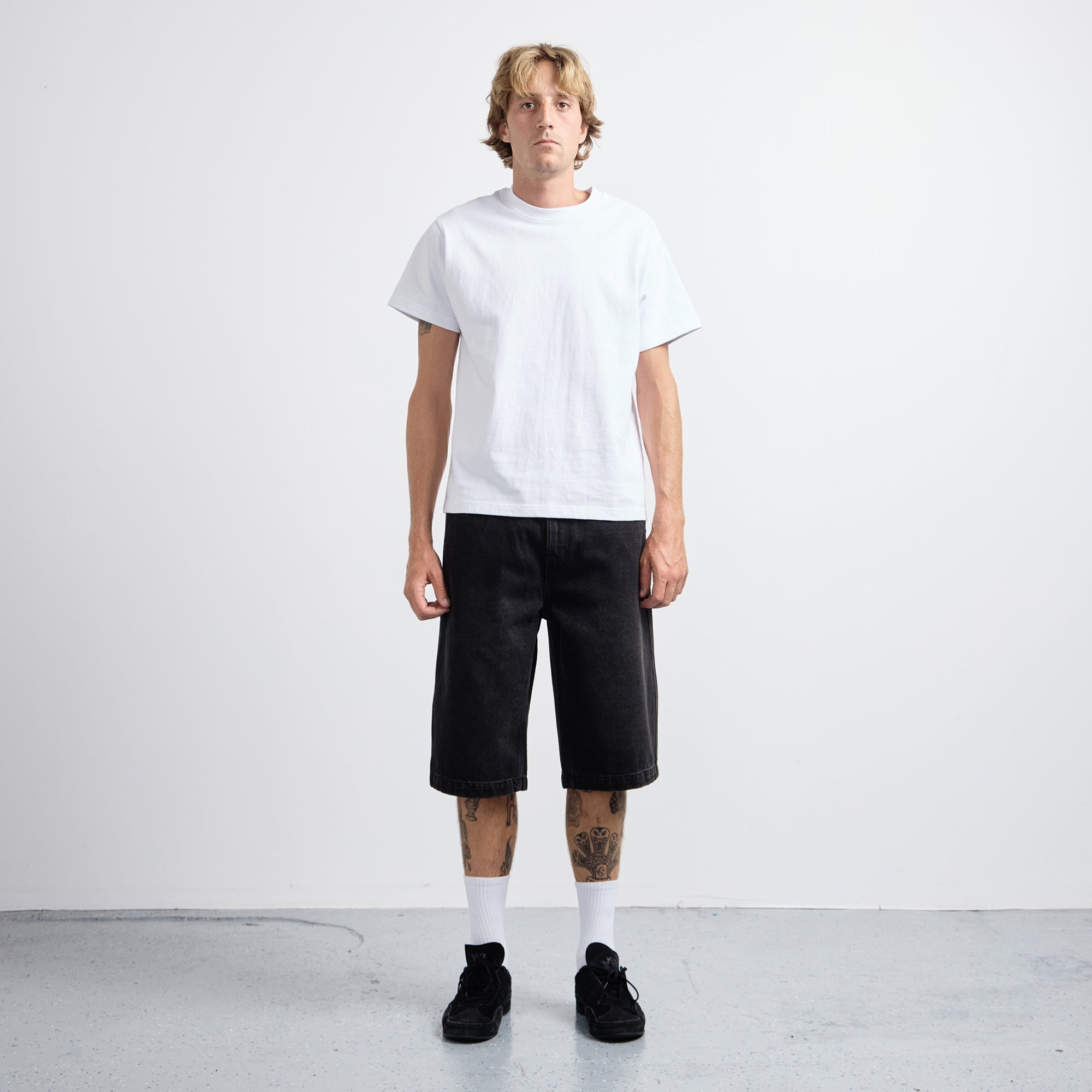 Pass~Port Workers Club 3/4 Jean Short - Faded Wash Black