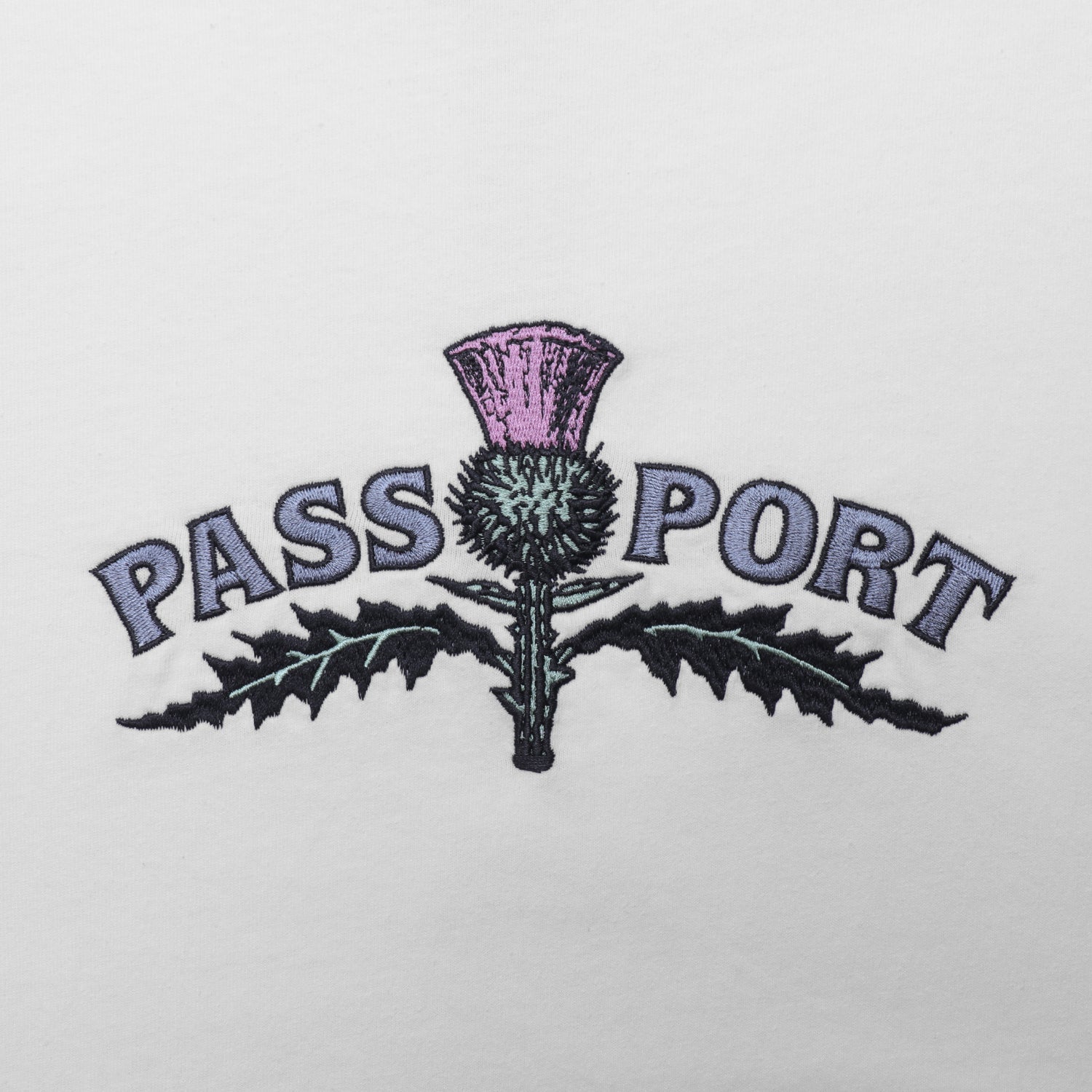Pass~Port Thistle Embroidery Tee - White