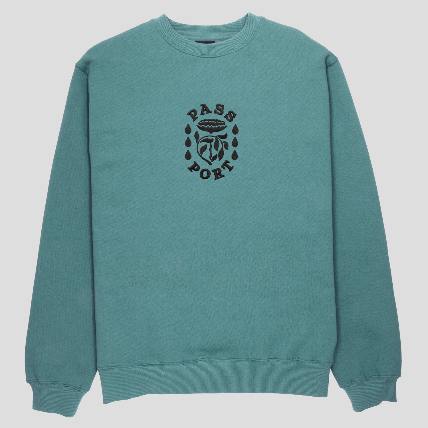 Pass~Port Fountain Embroidery Sweater - Washed Teal