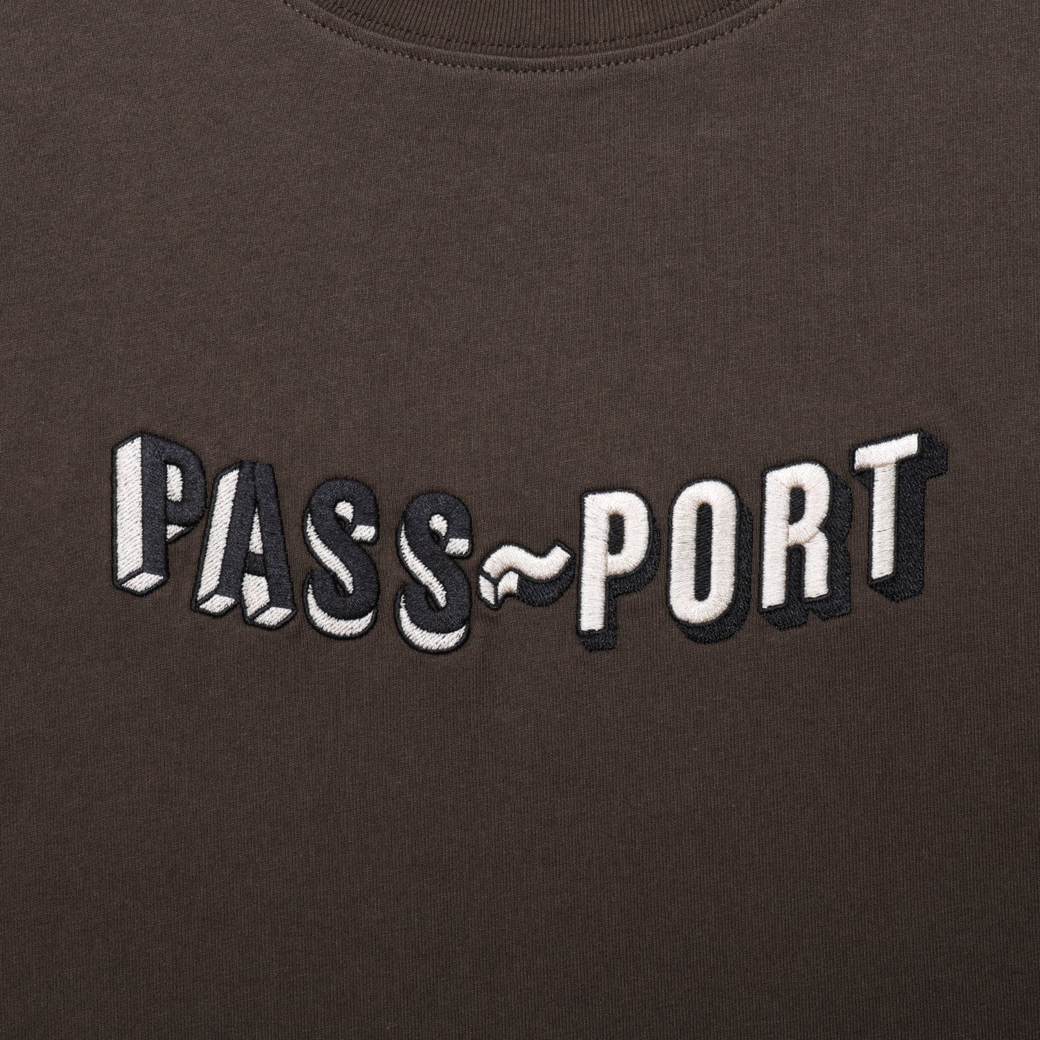 Pass~Port Sunken Logo Embroidery Tee - Bark