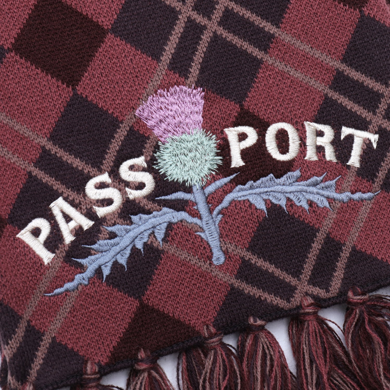 Pass~Port Thistle Scarf - Red Tartan