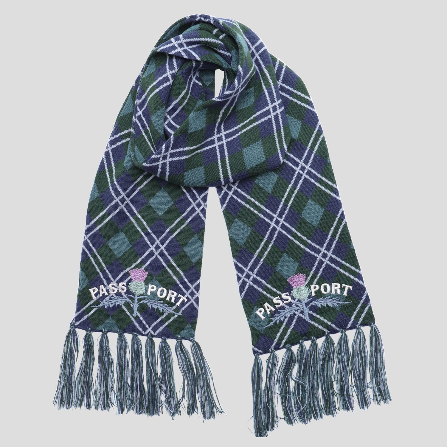 Pass~Port Thistle Scarf - Green Tartan