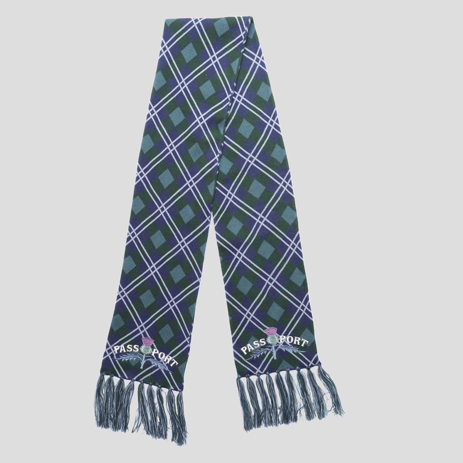 Pass~Port Thistle Scarf - Green Tartan