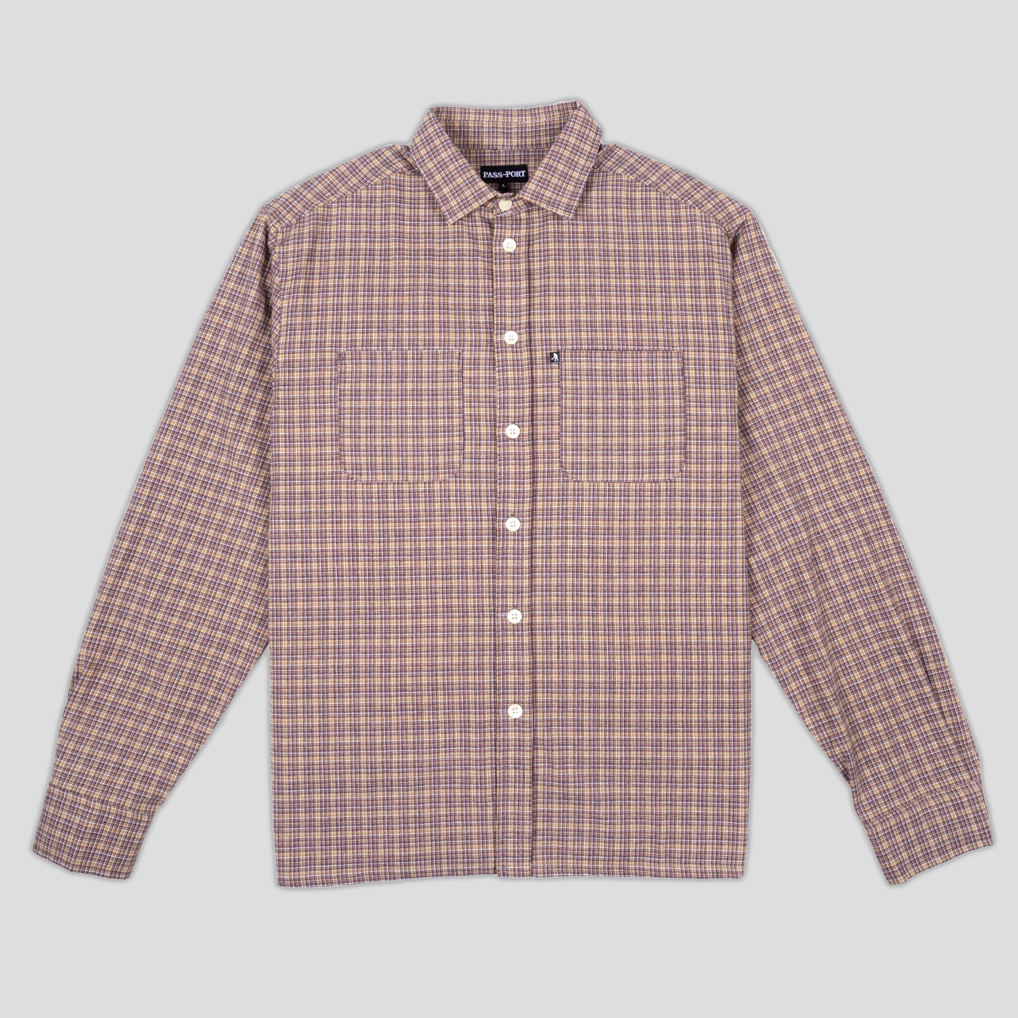 Pass~Port Workers Check Long-sleeve Shirt - Honeycomb
