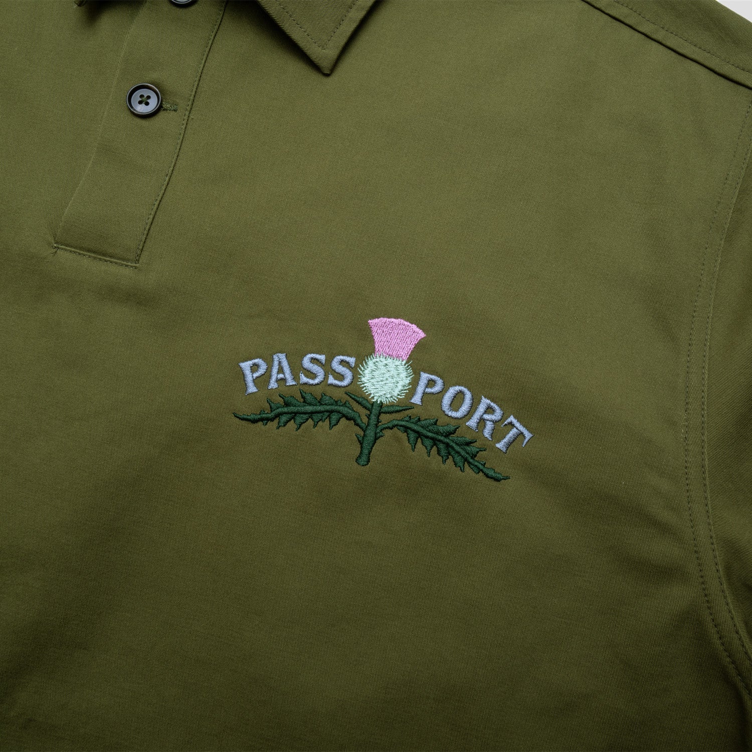 Pass~Port Thistle Embroidery AG Shirt Short Sleeve - Moss