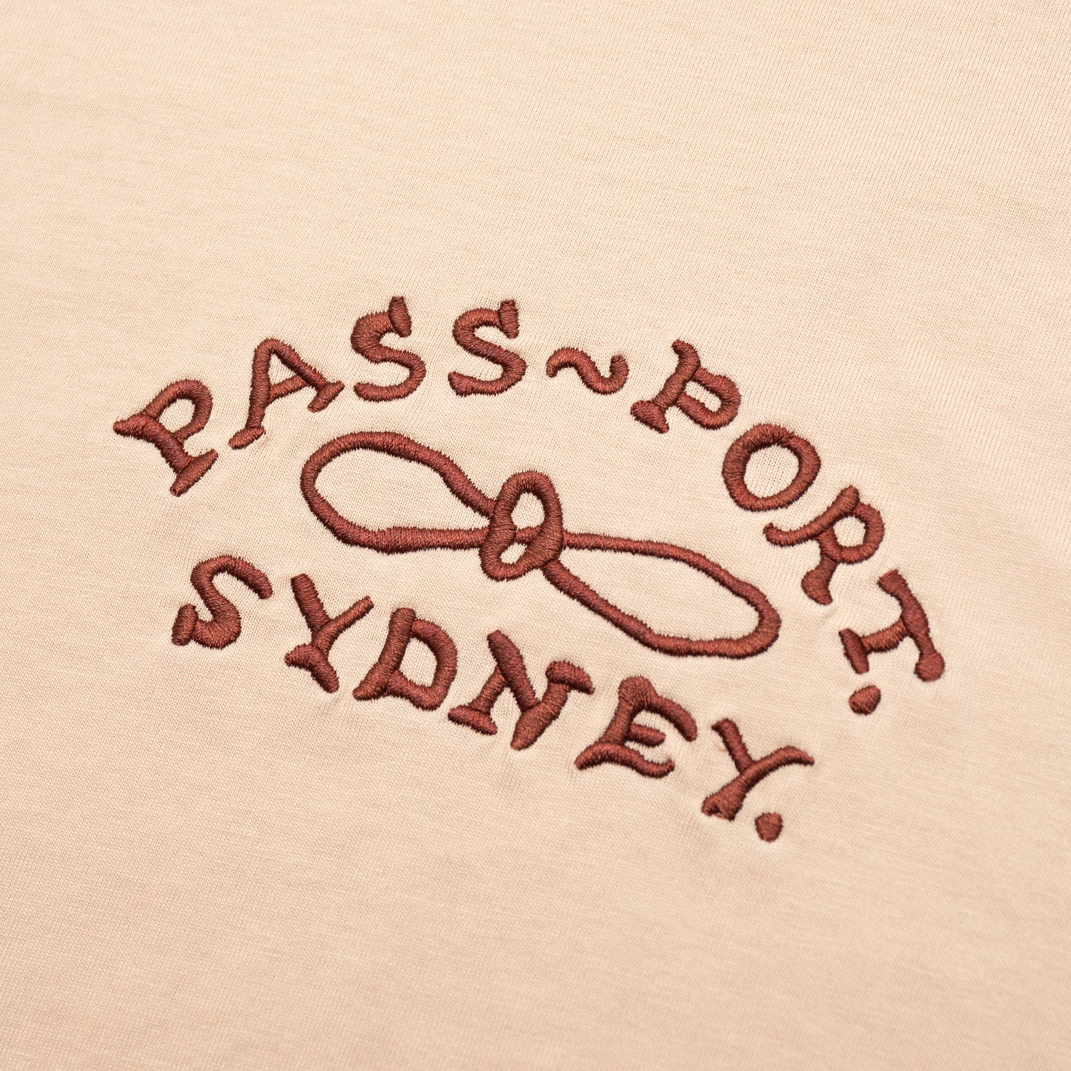 Pass~Port Moniker Organic Embroidery Tee - Sand