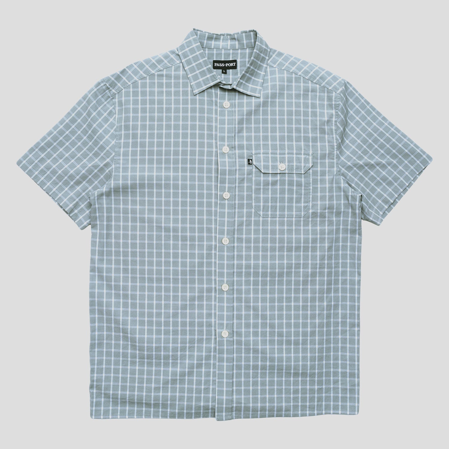 Pass~Port Workers Check Shirt Short Sleeve - Stone