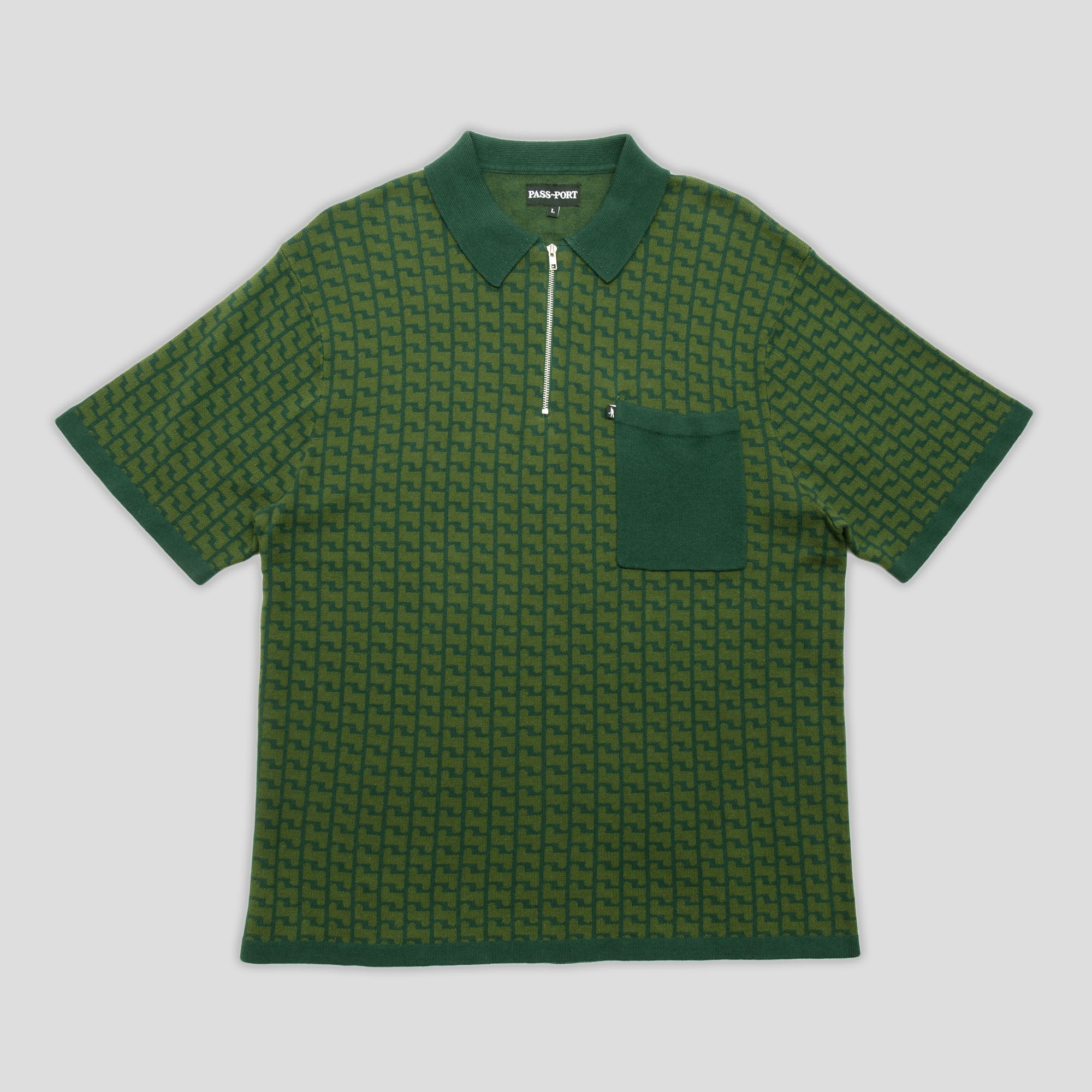 Pass~Port Drain Knit Polo - Forest Green