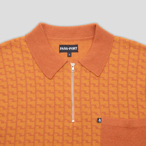 Pass~Port Drain Knit Polo - Burnt Orange