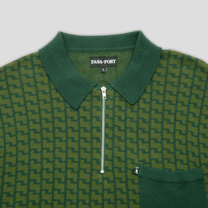 Pass~Port Drain Knit Polo - Forest Green