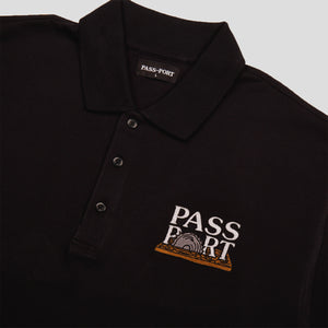 PASS~PORT "CIRCLE SAW" EMBROIDERED POLO BLACK