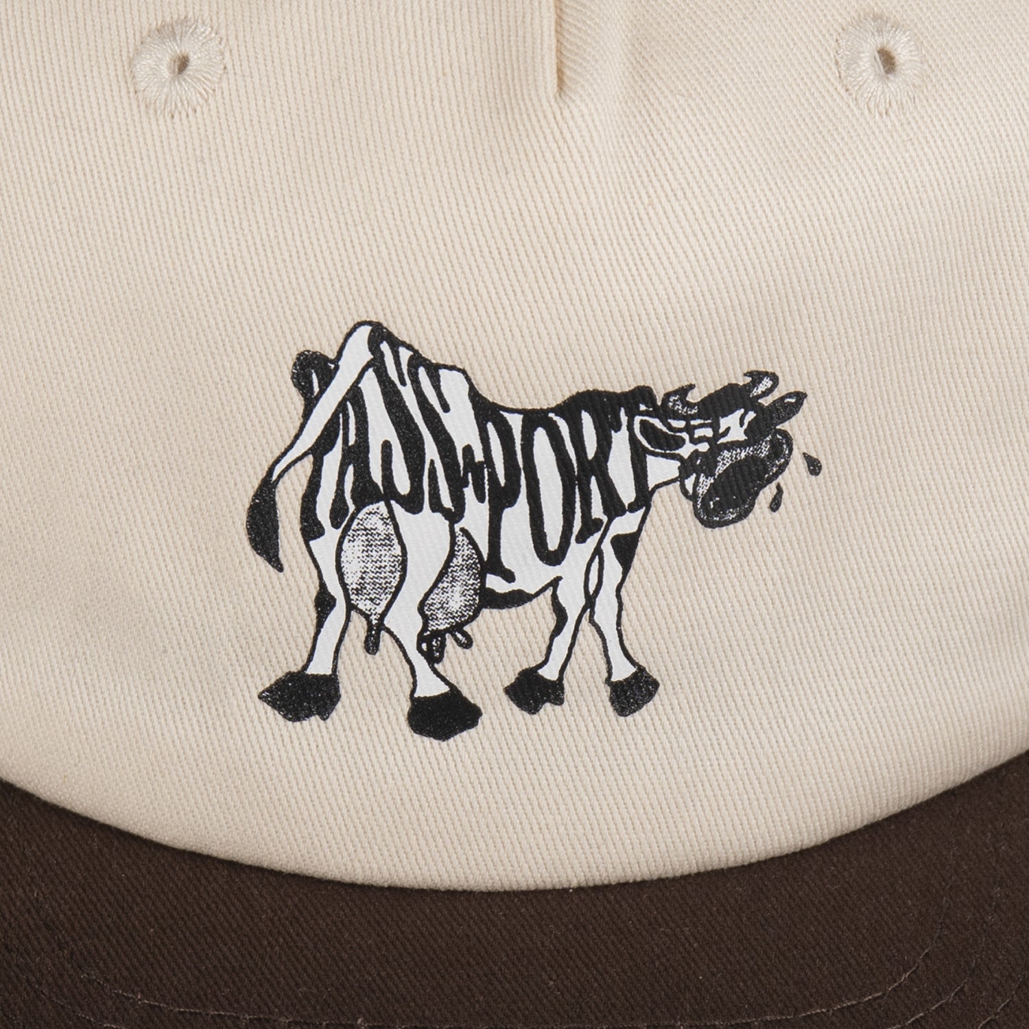 Pass~Port Crying Cow 5 Panel Cap - Off White / Choc