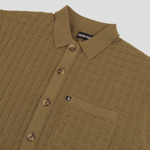 PASS~PORT SHANNON RUSH "KNIT BUTTON UP" S/S SHIRT OLIVE