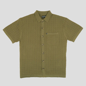 PASS~PORT SHANNON RUSH "KNIT BUTTON UP" S/S SHIRT OLIVE